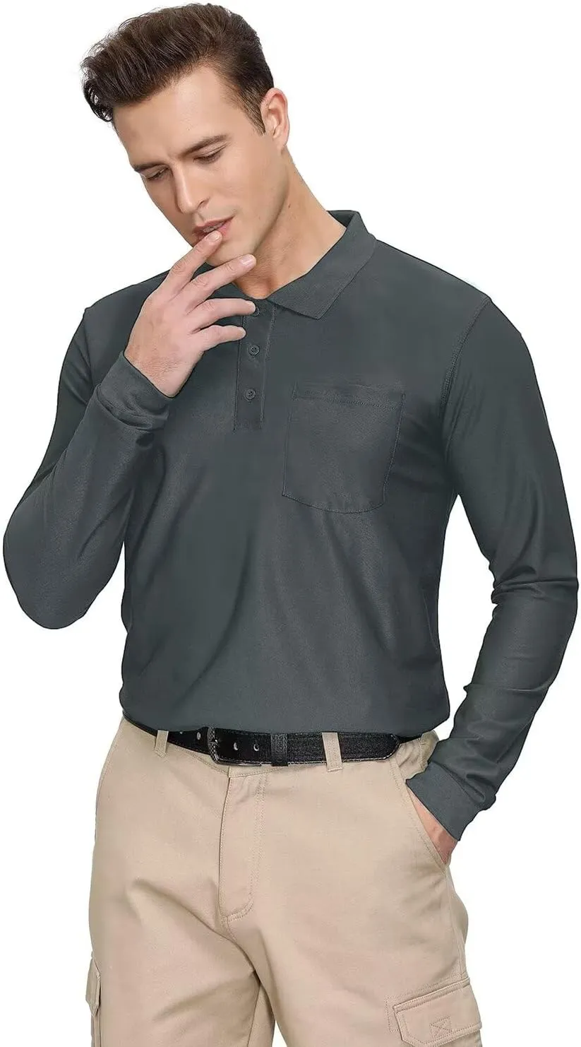 Men's Golf Polo Shirts M-6XL, Cotton Blend Moisture Wicking Performance Casual Collared Shirts