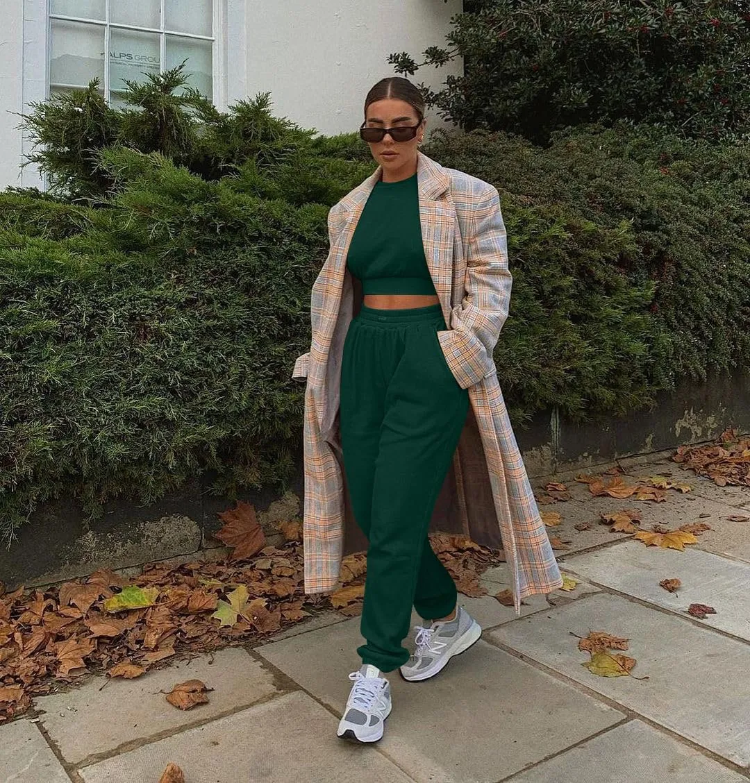 Mizoci Women's 2 Piece Outfits Lounge Jogger sets Long Sleeve Crop Top Pant Sweat Suit Tracksuit