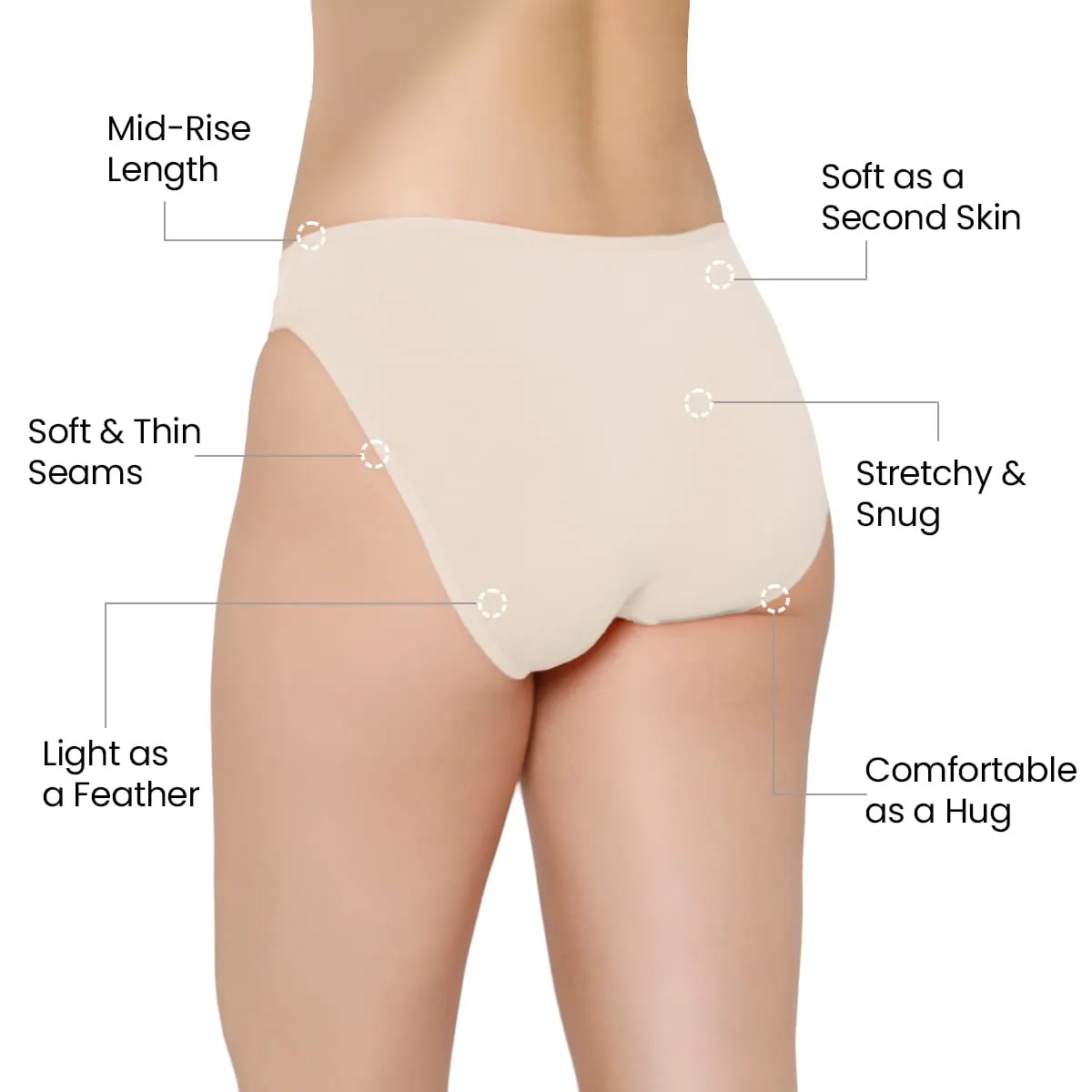 Mush Womens Ultra Soft Bamboo Modal Bikini Brief || Breathable Panties || Anti-Odor, Seamless, Anti Microbial Innerwear (M- Pack of 3, Beige, Black & Rose Pink)