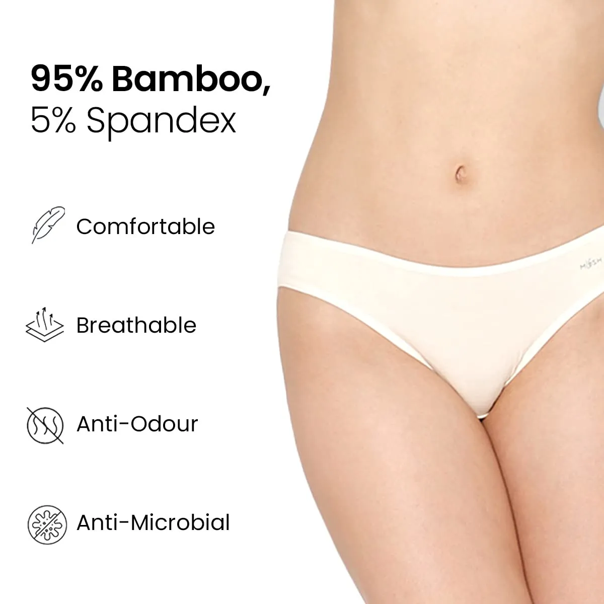 Mush Womens Ultra Soft Bamboo Modal Bikini Brief || Breathable Panties || Anti-Odor, Seamless, Anti Microbial Innerwear Pack of 3 (XL, Beige)