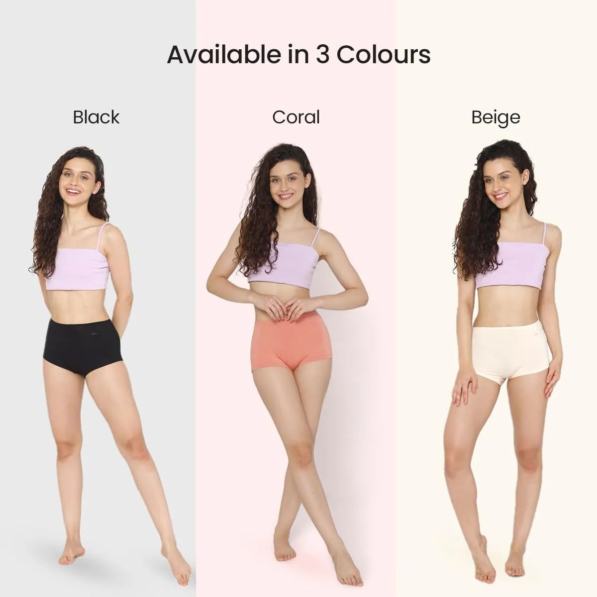 Mush Womens Ultra Soft High Waist Bamboo Modal Boyshorts || Breathable Panties || Anti-Odor, Seamless, Anti Microbial Innerwear (L - Pack of 3, Beige Color)