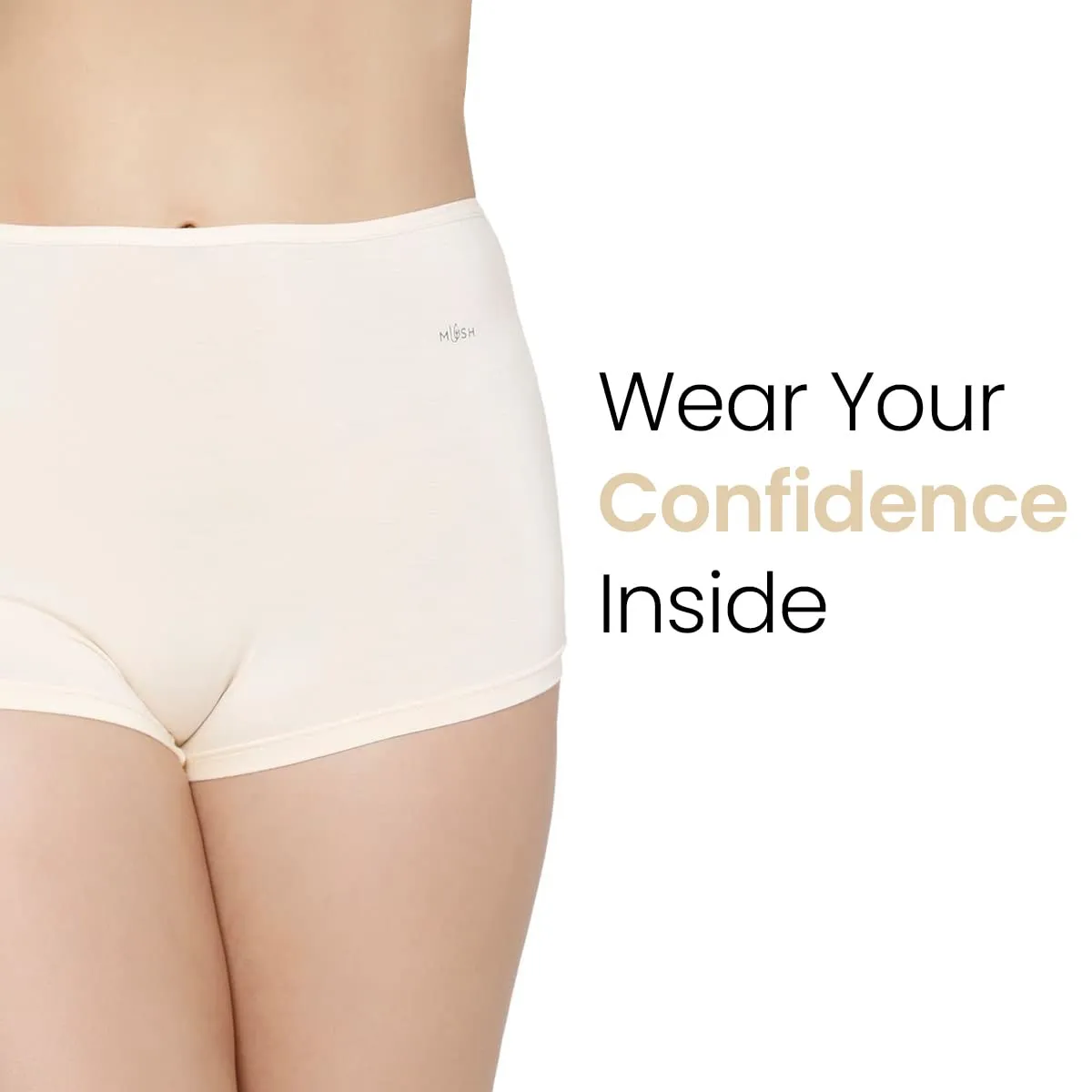 Mush Womens Ultra Soft High Waist Bamboo Modal Boyshorts || Breathable Panties || Anti-Odor, Seamless, Anti Microbial Innerwear (L - Pack of 3, Beige Color)
