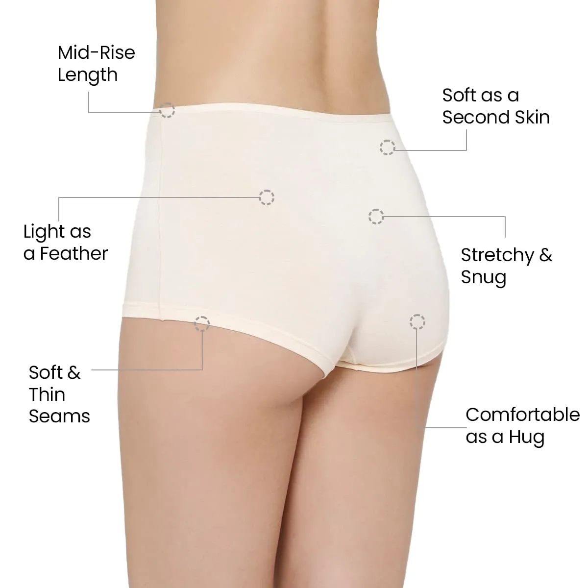 Mush Womens Ultra Soft High Waist Bamboo Modal Boyshorts || Breathable Panties || Anti-Odor, Seamless, Anti Microbial Innerwear (L - Pack of 3, Beige Color)