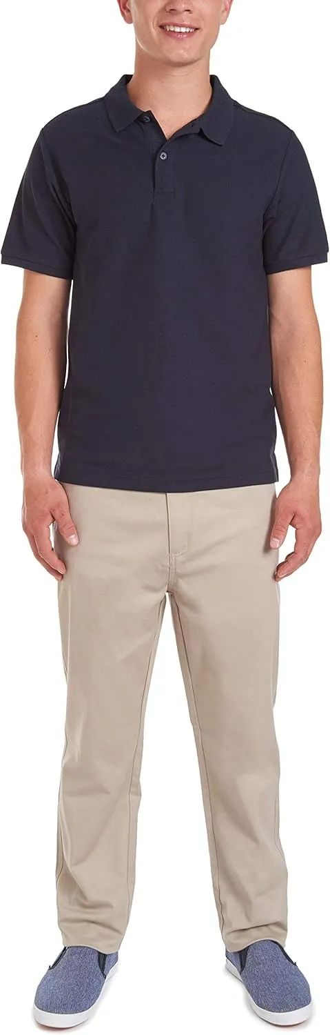 Nautica Young Men's Uniform Short Sleeve Stretch Pique Polo
