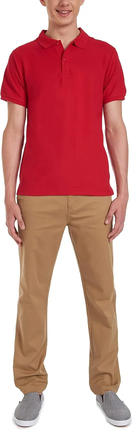 Nautica Young Men's Uniform Short Sleeve Stretch Pique Polo