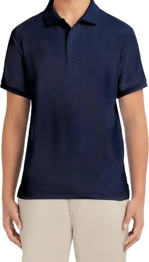 Nautica Young Men's Uniform Short Sleeve Stretch Pique Polo