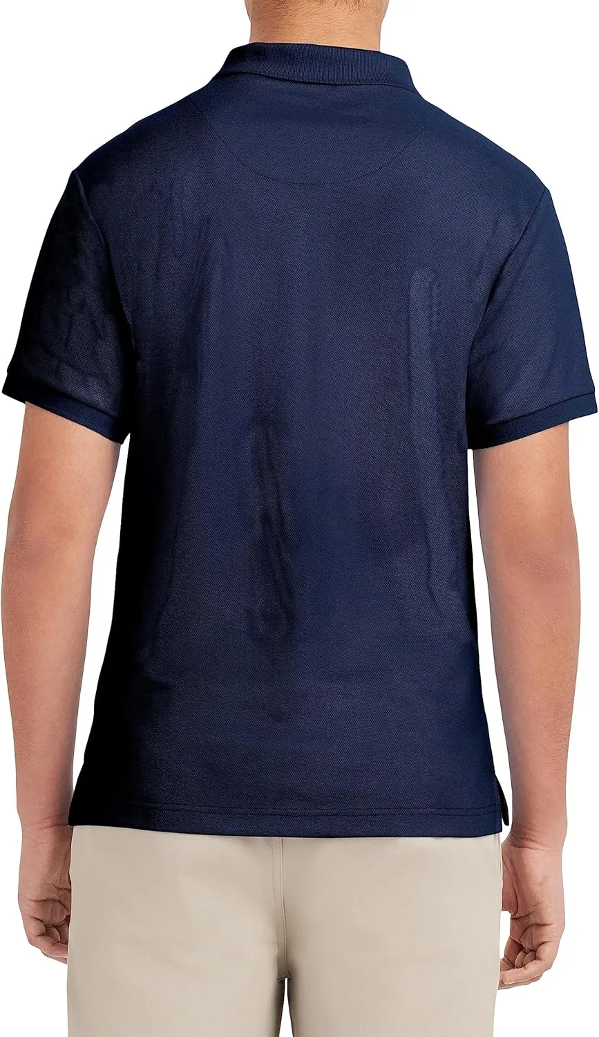 Nautica Young Men's Uniform Short Sleeve Stretch Pique Polo