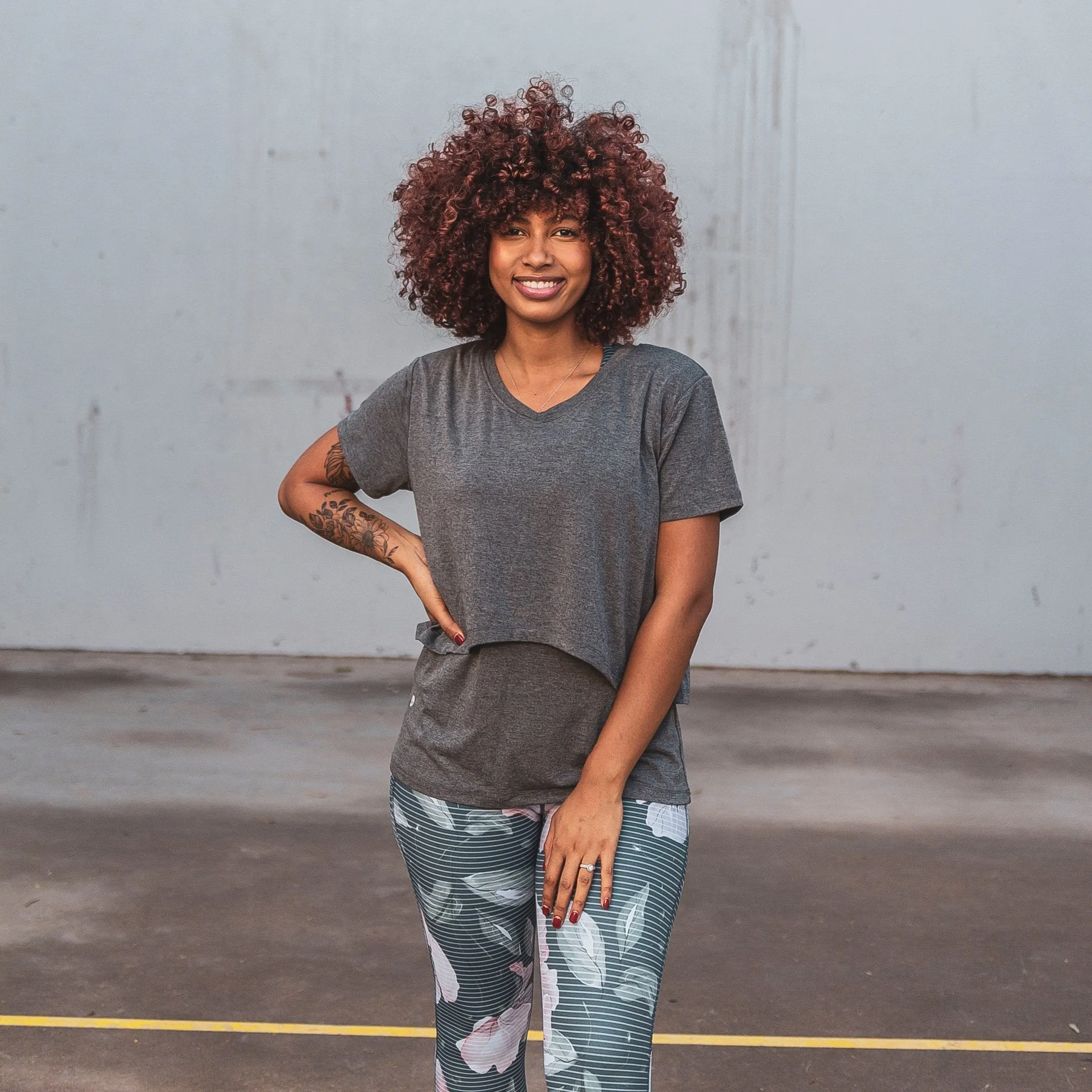 Nursing Short Sleeve Tee - Heathered Gray