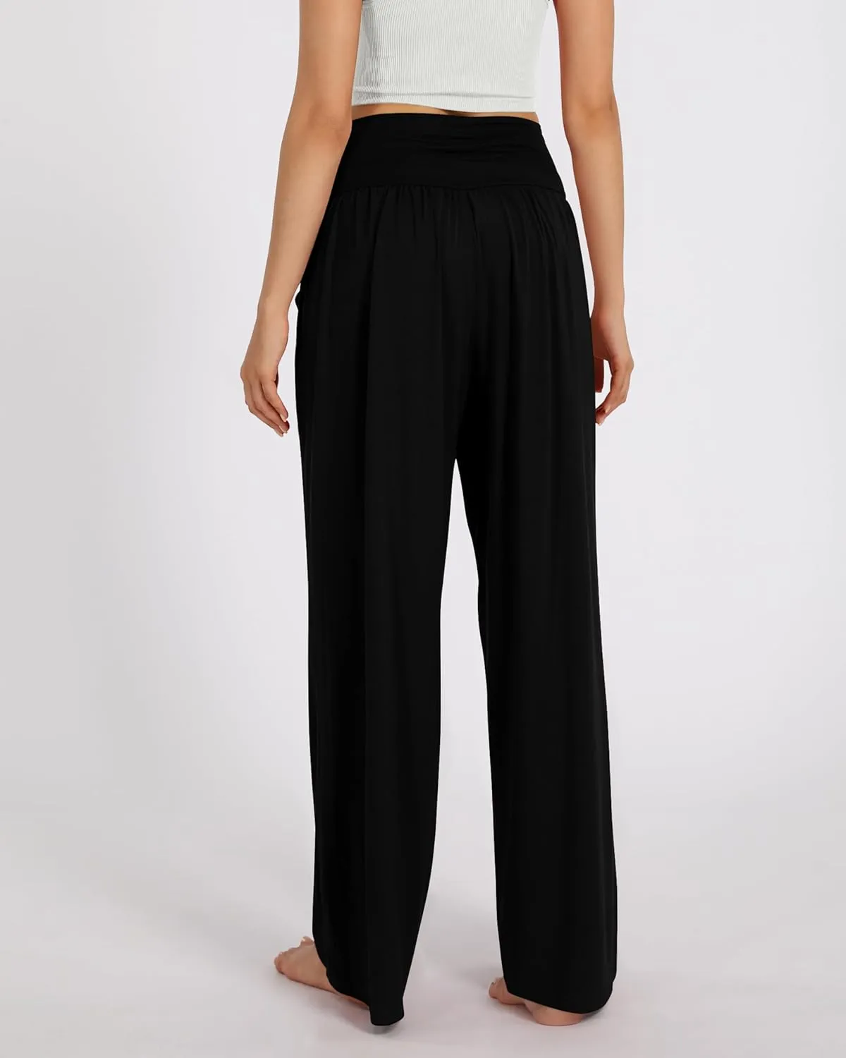 ODODOS Women's Wide Leg Palazzo Lounge Pants with Pockets Light Weight Loose Comfy Casual Pajama Pants-26/28/30"/32" Inseam