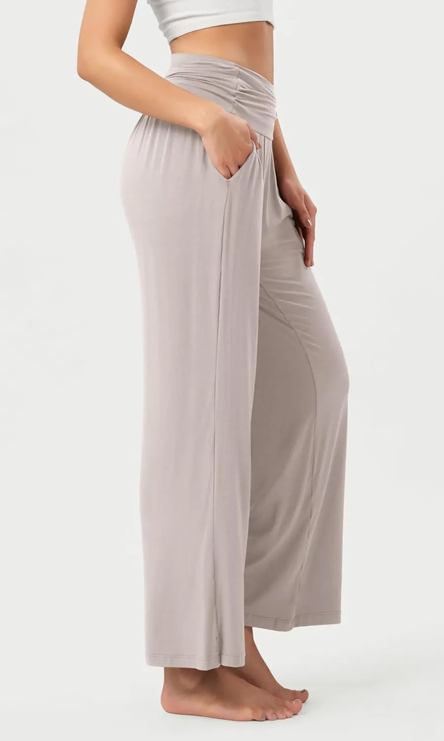 ODODOS Women's Wide Leg Palazzo Lounge Pants with Pockets Light Weight Loose Comfy Casual Pajama Pants-26/28/30"/32" Inseam
