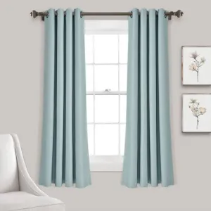 Open Box - Set of 2 (63"x52") Insulated Grommet Top Blackout Curtain Panels Blue - Lush Décor