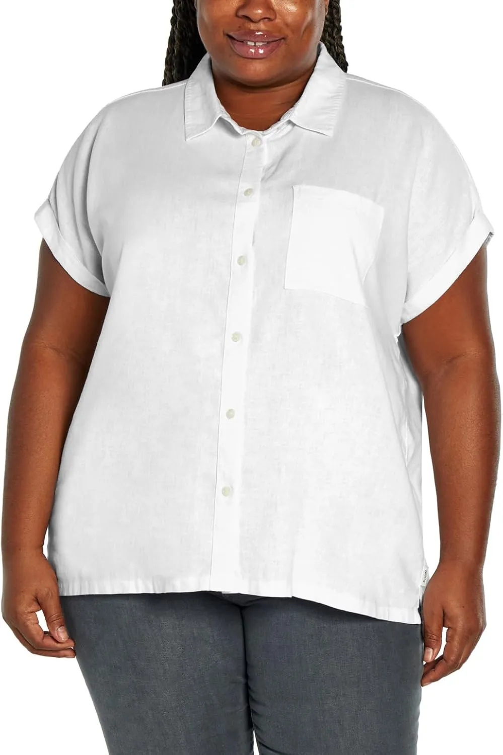 Orvis Tops for Women - Linen Blend Womens Short Sleeve Shirts - Button-Up with Collar - Dressy Casual