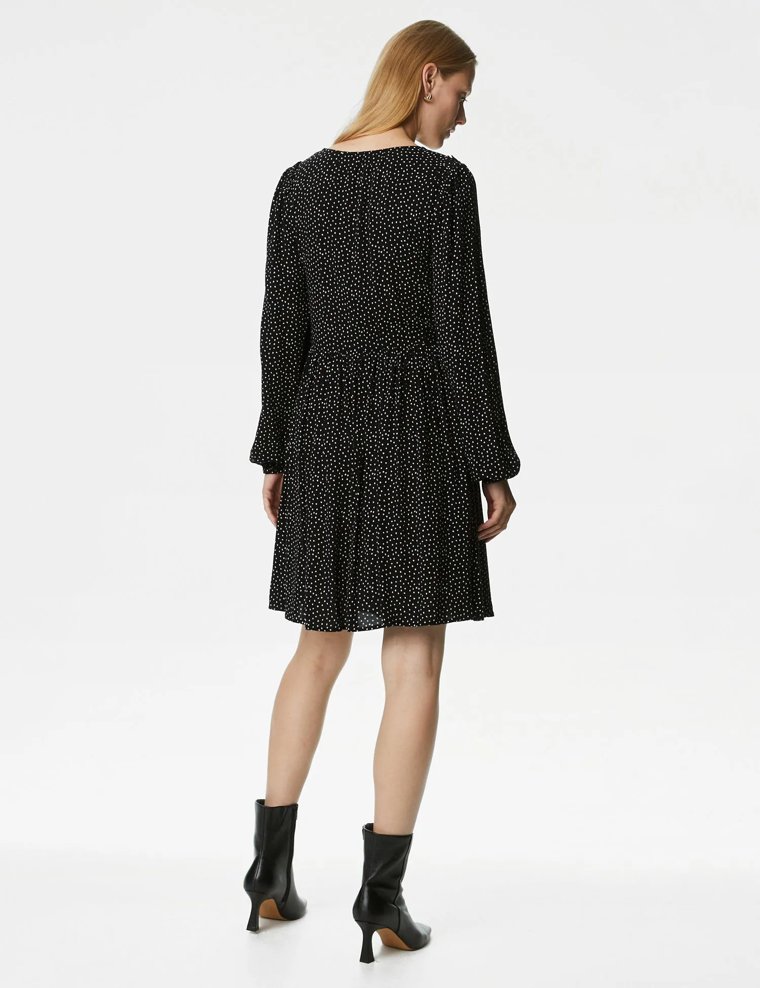 Printed V-Neck Mini Tiered Dress