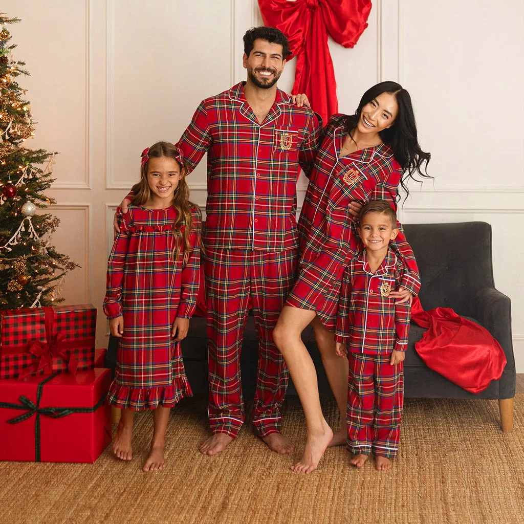 Red Tartan Plaid Women's Flannelette Sleep Shirt