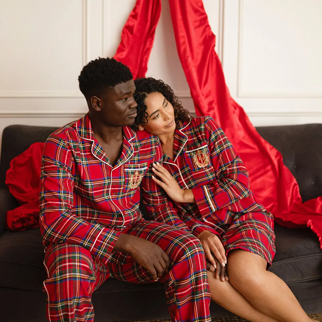 Red Tartan Plaid Women's Flannelette Sleep Shirt