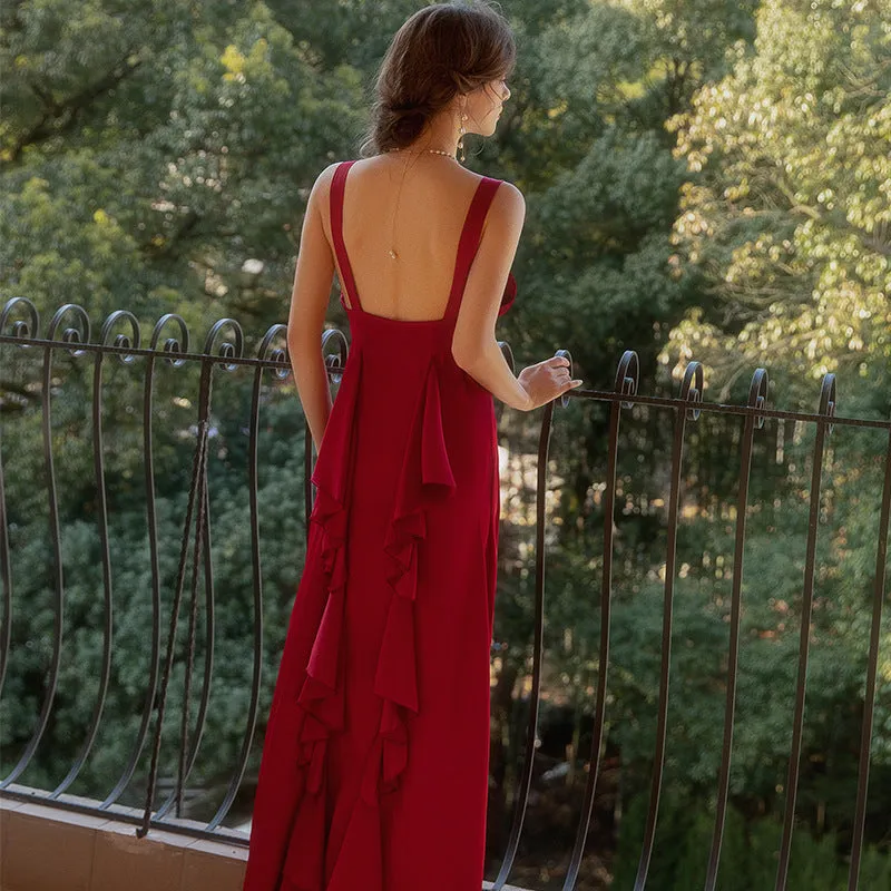 Satin Open Back Nightgown Bridal Wedding Nightdress