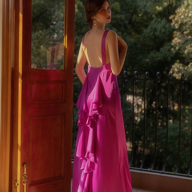 Satin Open Back Nightgown Bridal Wedding Nightdress