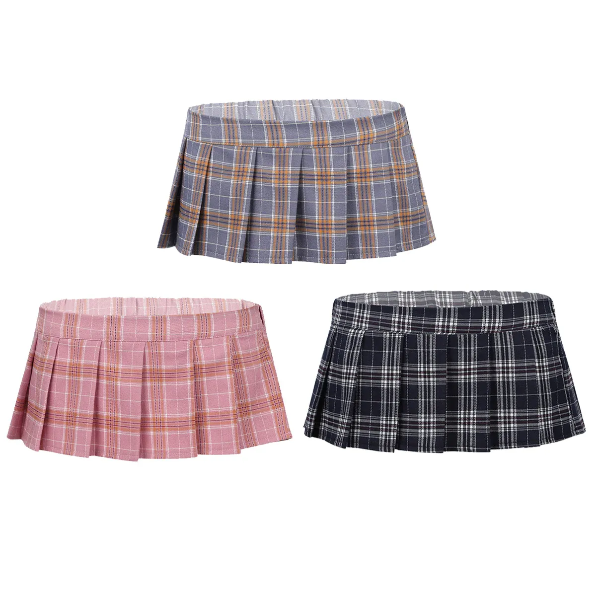 Sexy Women's Mid Waist Elastic Mini Skirt / Single Layer Cosplay Skirt in Scottish Style