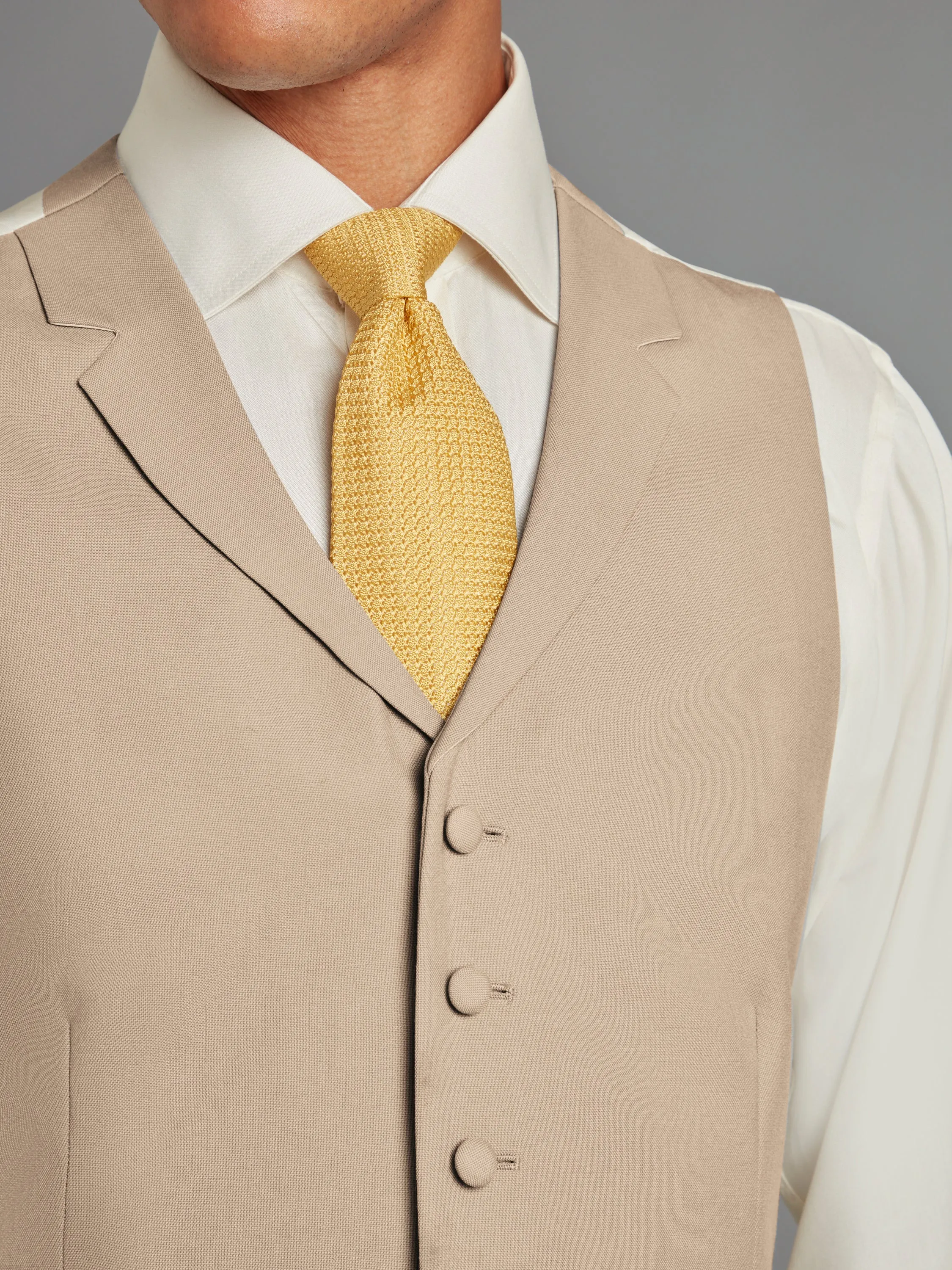 Single Breasted Wool Vest - Buff
