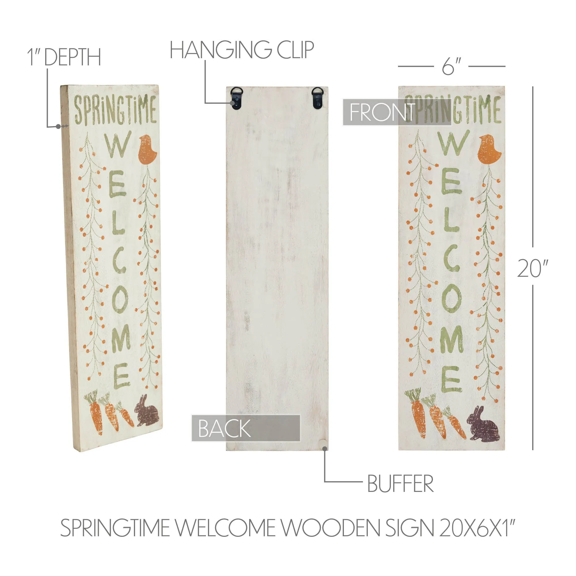 Springtime Welcome Wooden Sign 20x6
