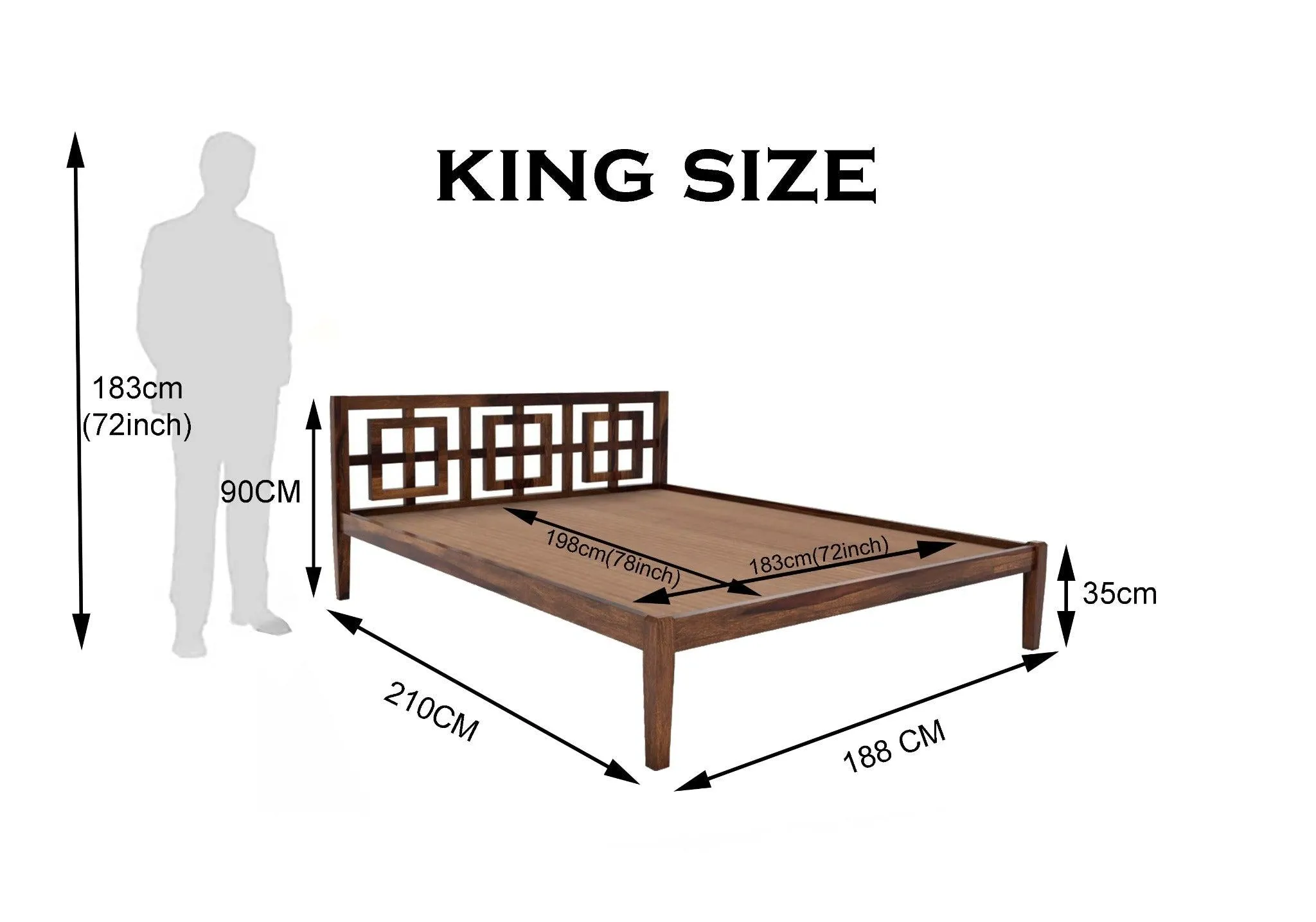 STOYA BED KING Sheesham Wood (Honey Finish)