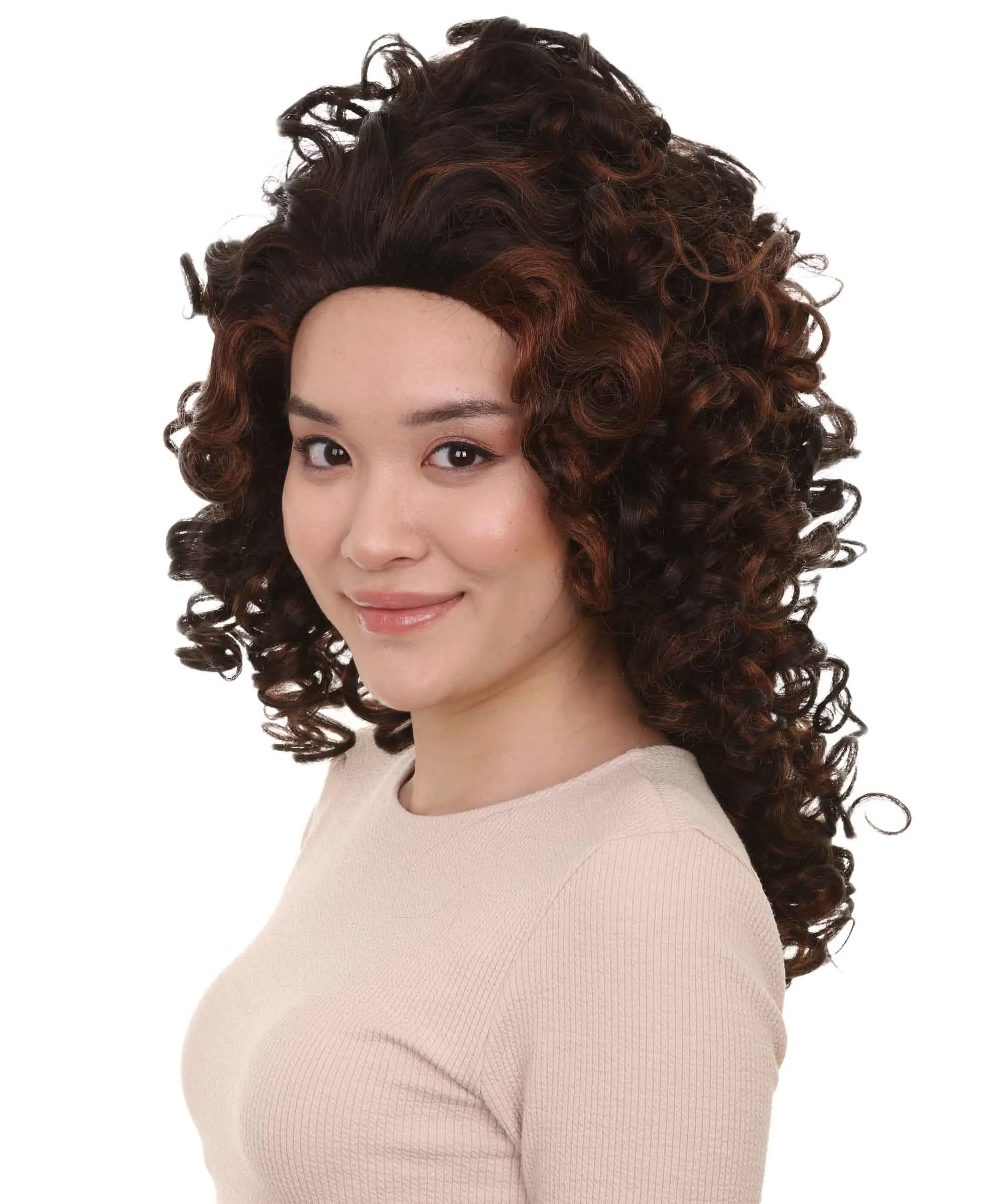 Superstar Dark Brown Long Curly Womens Wig | Over Size Sport Wig | Premium Breathable Capless Cap