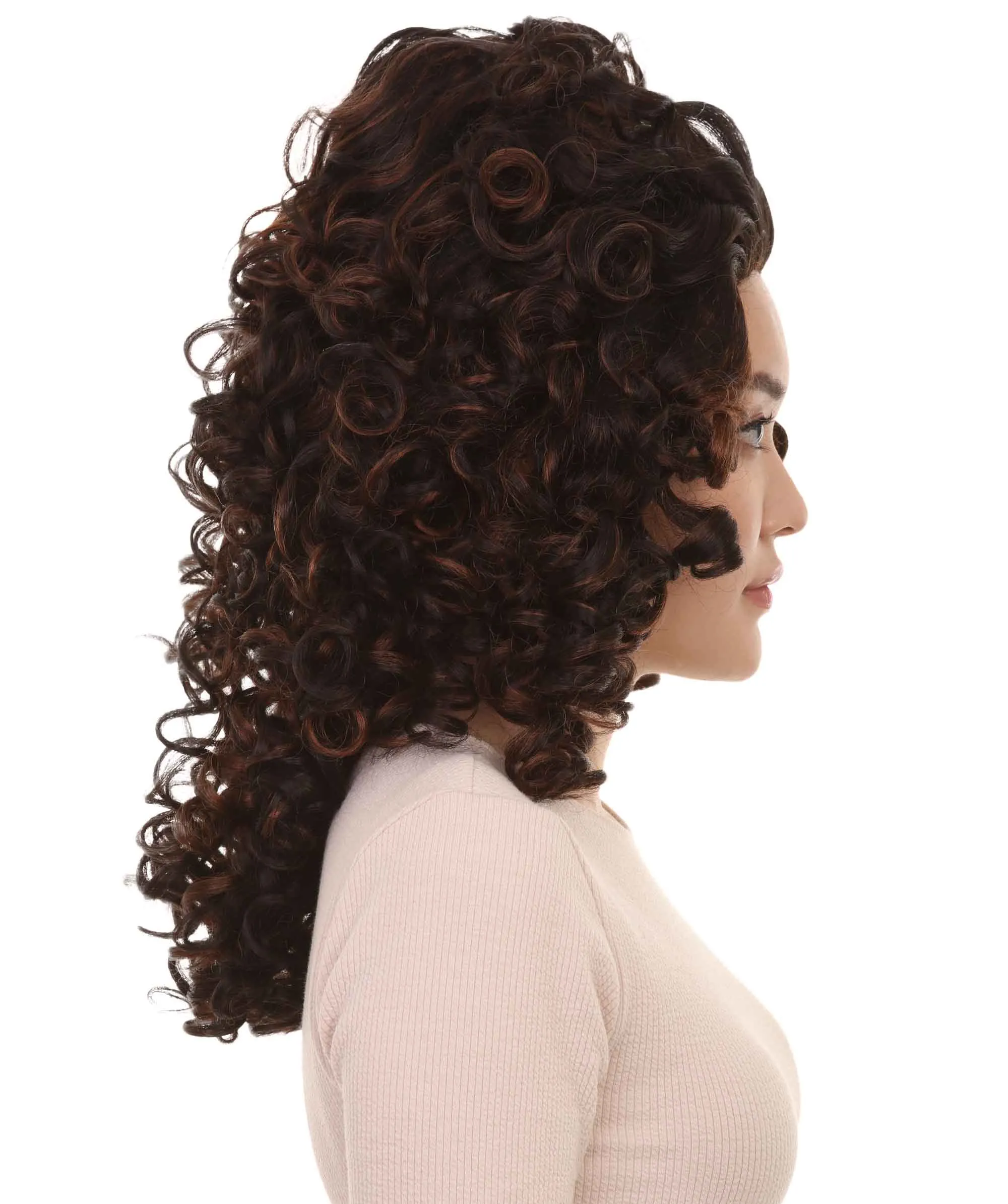 Superstar Dark Brown Long Curly Womens Wig | Over Size Sport Wig | Premium Breathable Capless Cap