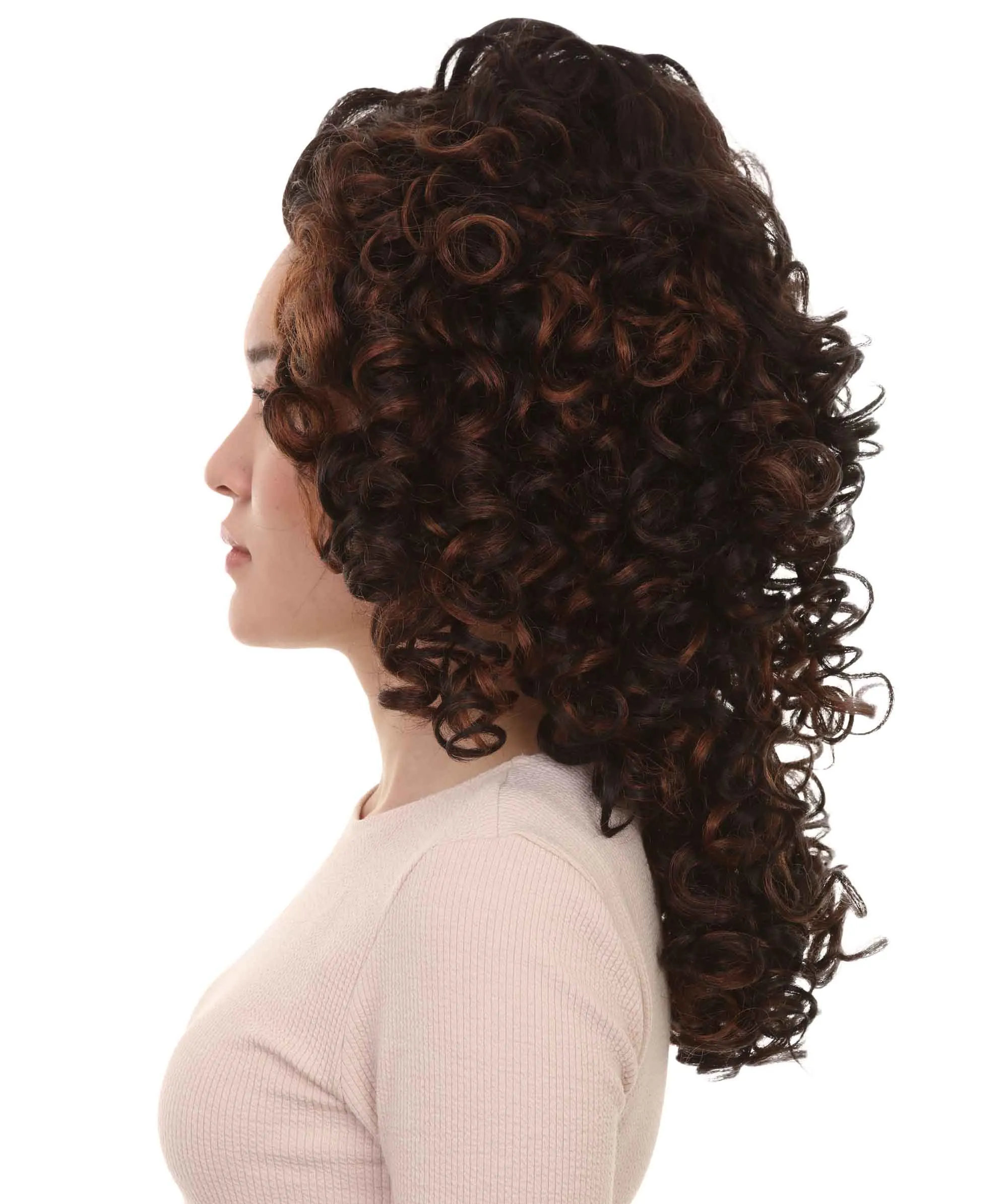 Superstar Dark Brown Long Curly Womens Wig | Over Size Sport Wig | Premium Breathable Capless Cap