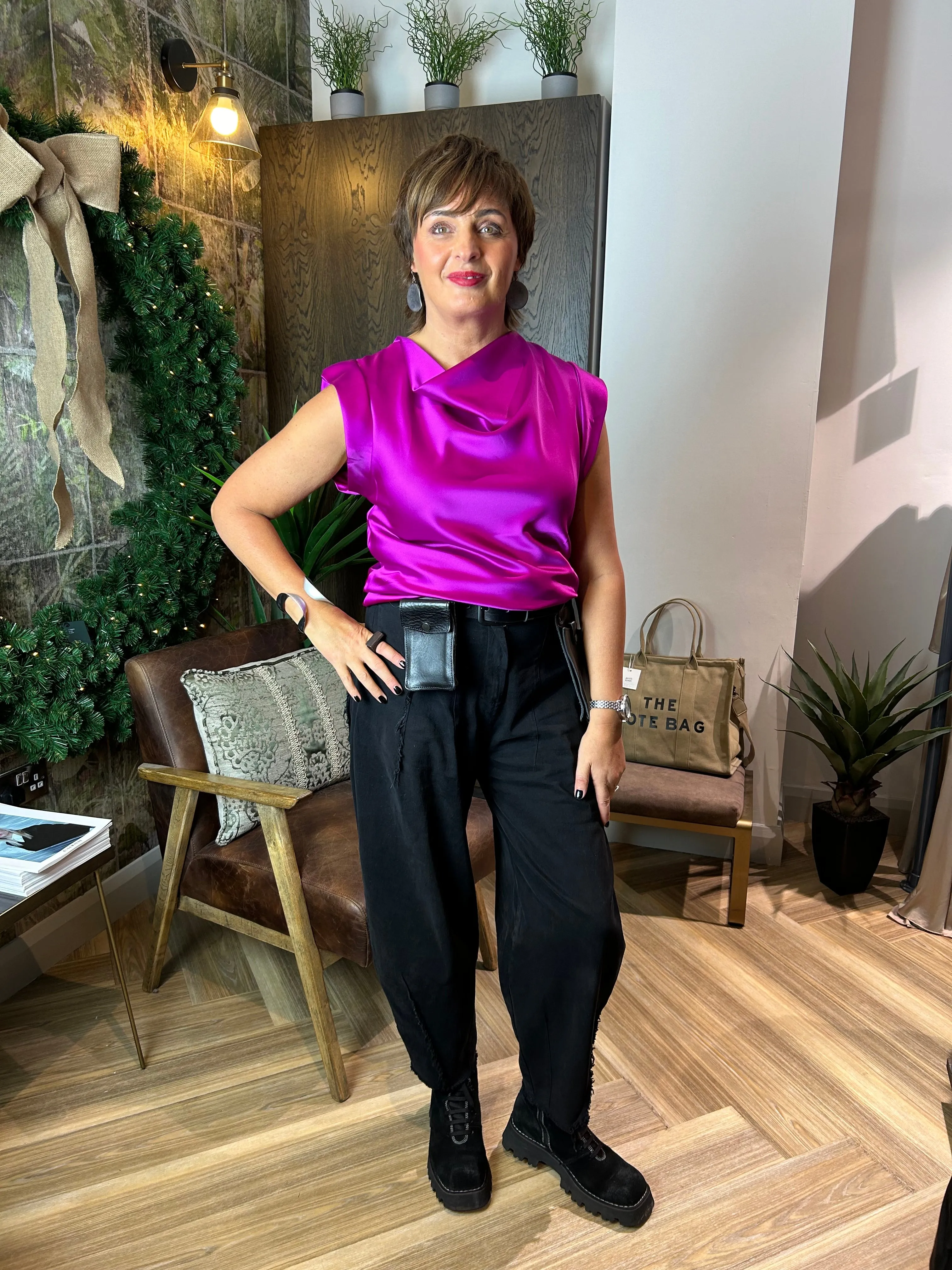 Suzy Cowl Neck Top in Pink