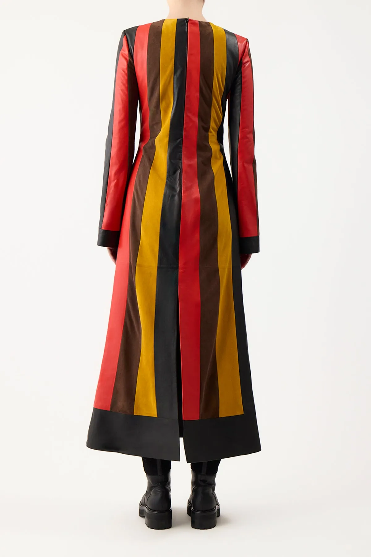 Taylor Dress in Multi Striped Leather & Suede