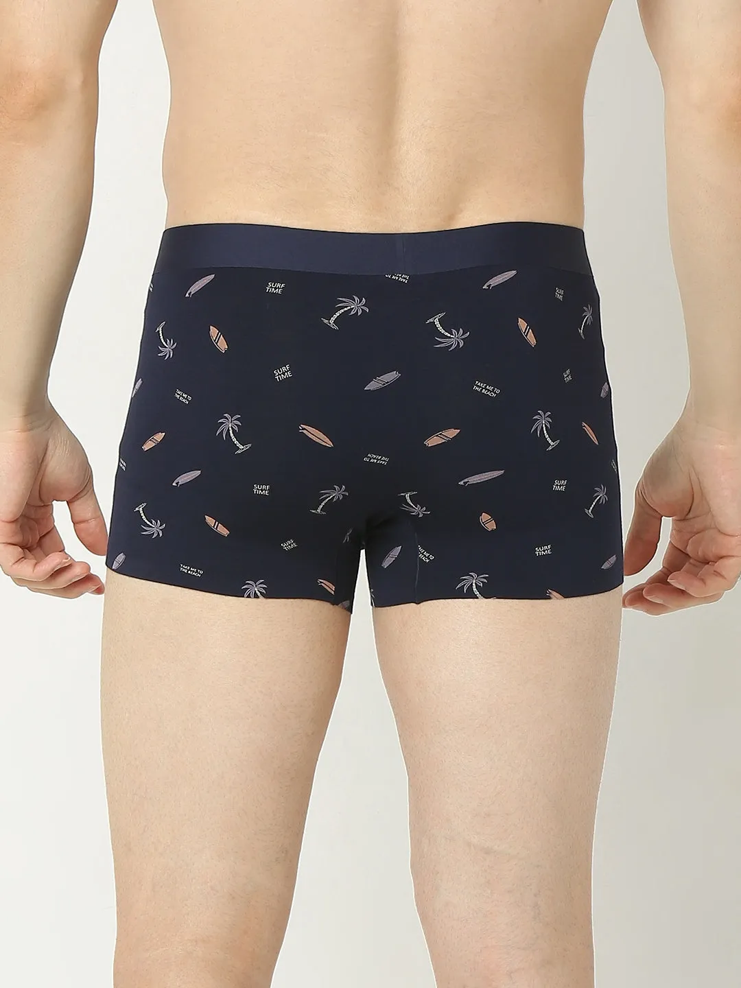 Underjeans By Spykar Men Super Premium Printed Bonded Elastic Navy Trunk