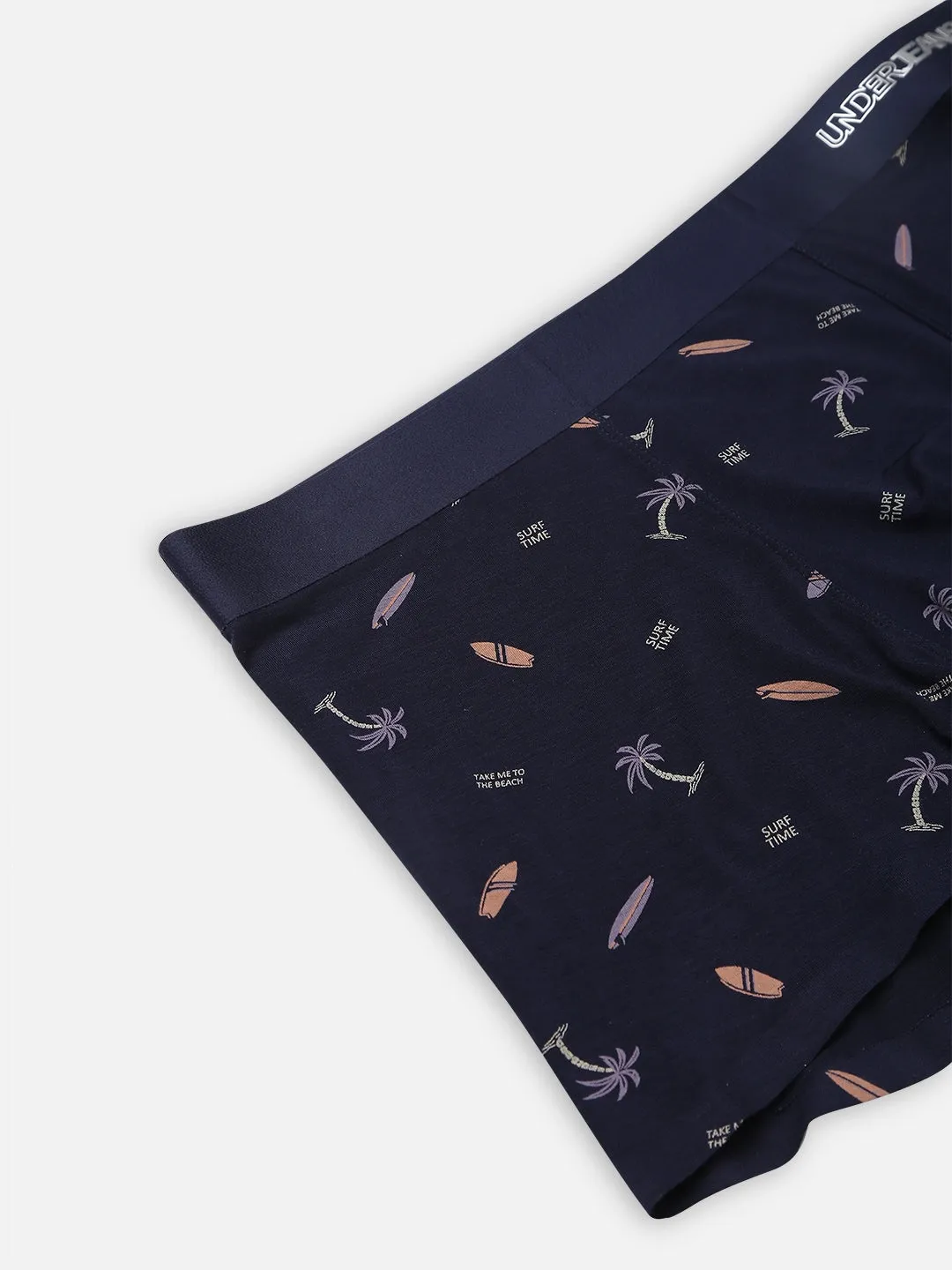 Underjeans By Spykar Men Super Premium Printed Bonded Elastic Navy Trunk