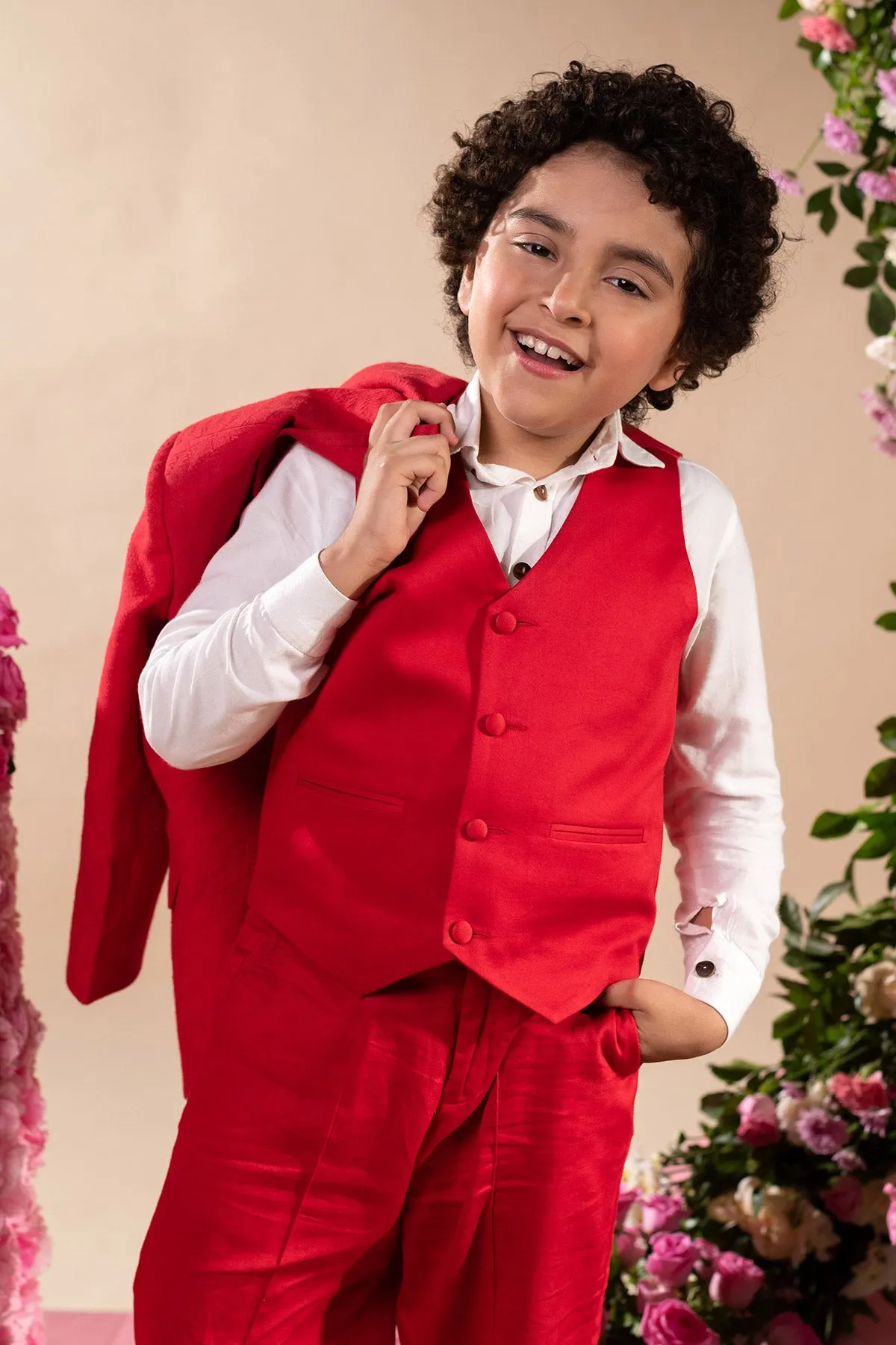 Vardanis -  Vegan Silk Red Waistcoat