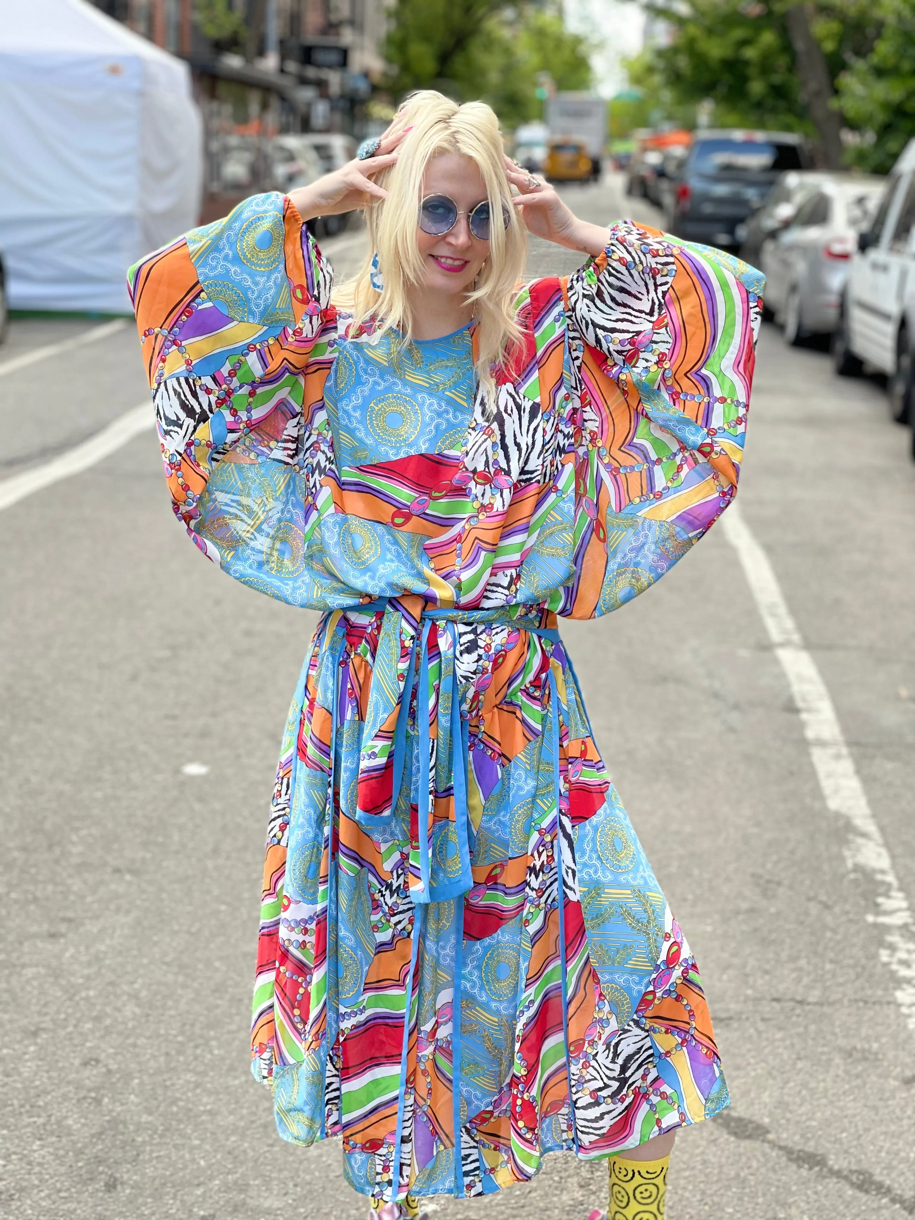 Vintage 80s Mix Print Diane Freis Goddess Dress