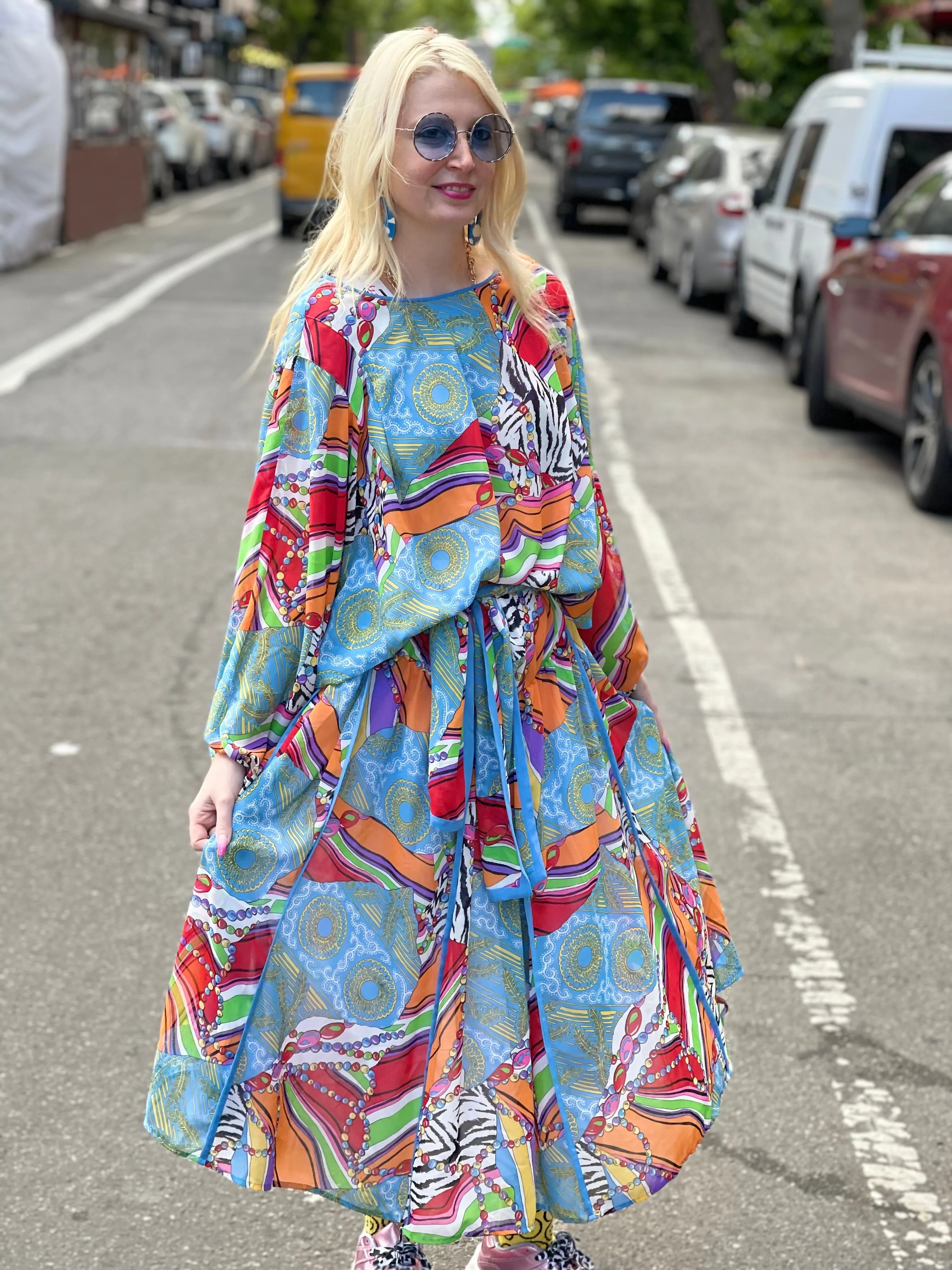 Vintage 80s Mix Print Diane Freis Goddess Dress