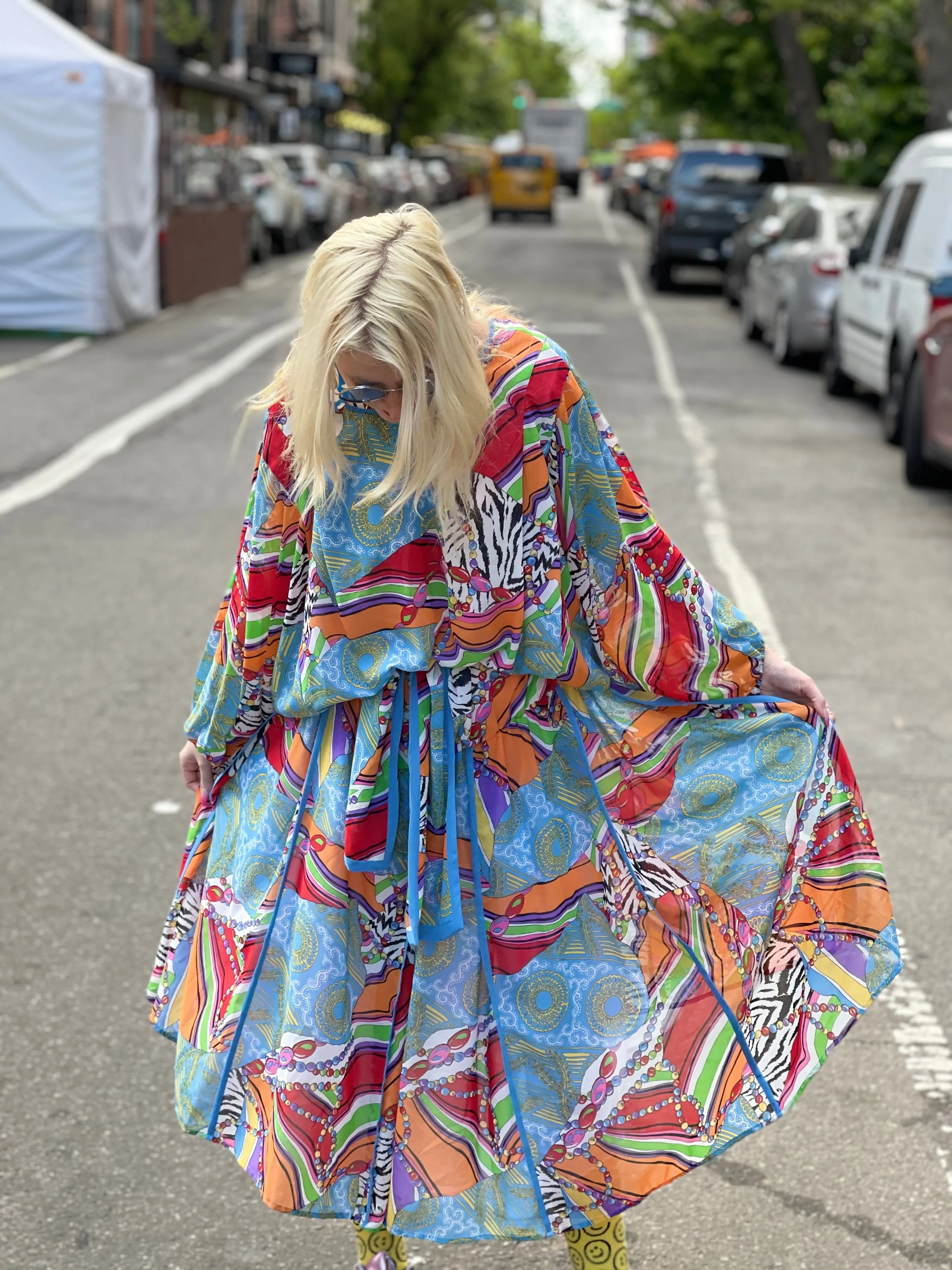 Vintage 80s Mix Print Diane Freis Goddess Dress