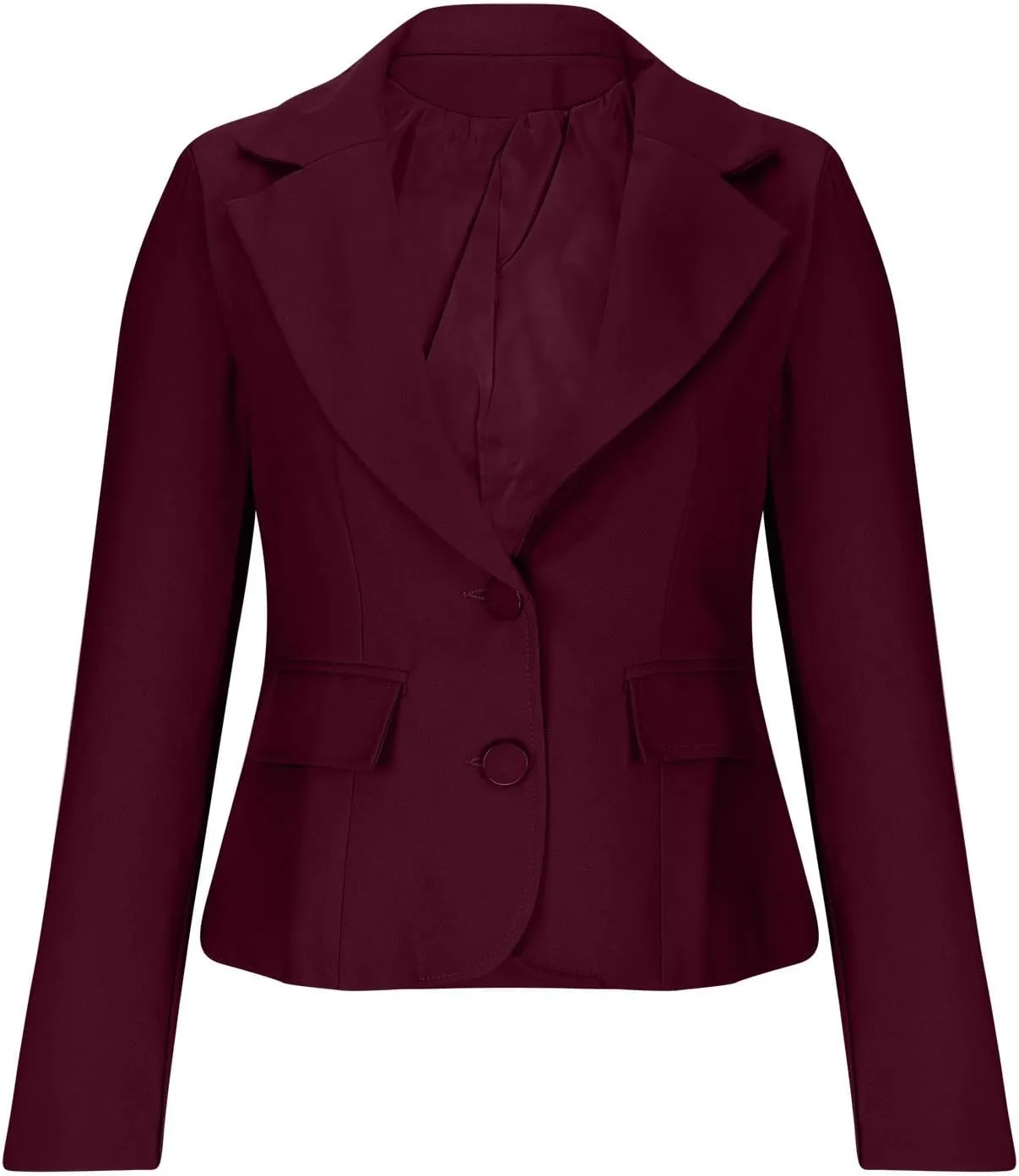 Women's Casual Work Office Blazer Double Notch Lapel Sharp Shoulder Pad Single Tunic Button Peplum Comfy Suit Jacket