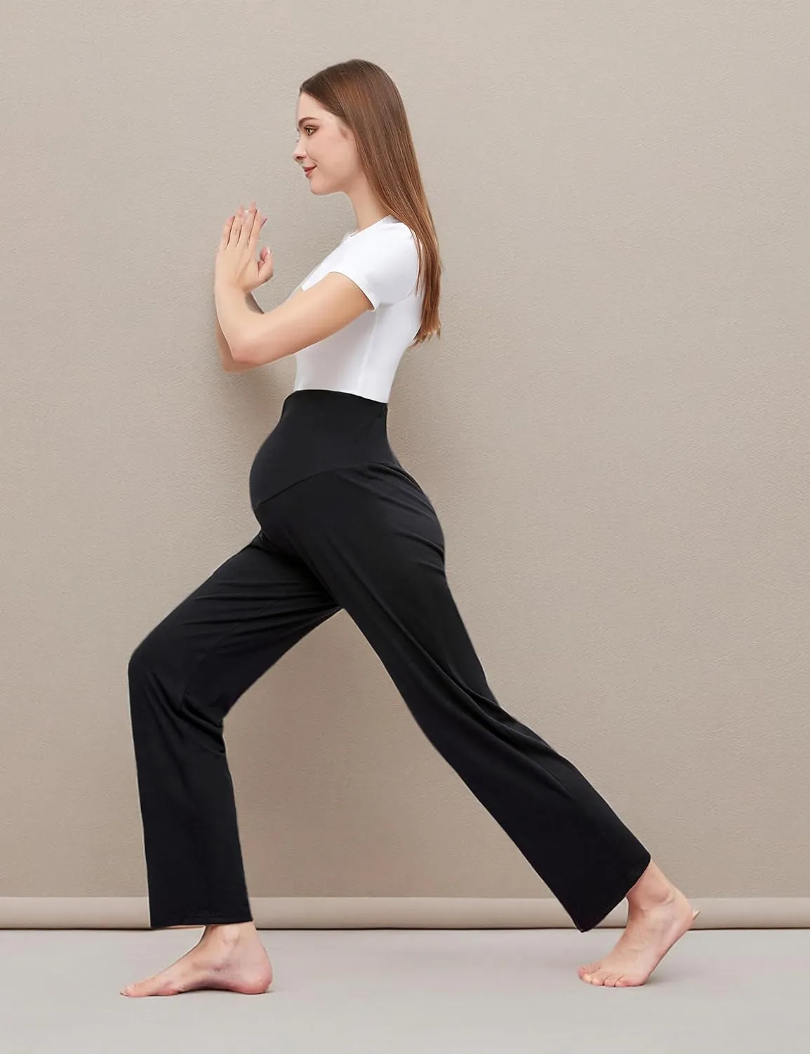 Women's Maternity Pants Casual Loose Wide/Straight Leg Comfy Palazzo Lounge Pant Pregnancy Versatile Trousers
