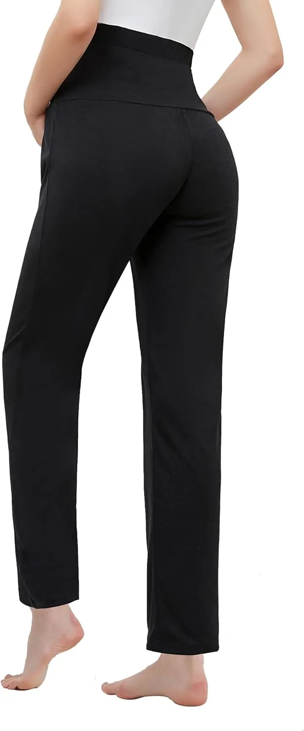 Women's Maternity Pants Casual Loose Wide/Straight Leg Comfy Palazzo Lounge Pant Pregnancy Versatile Trousers
