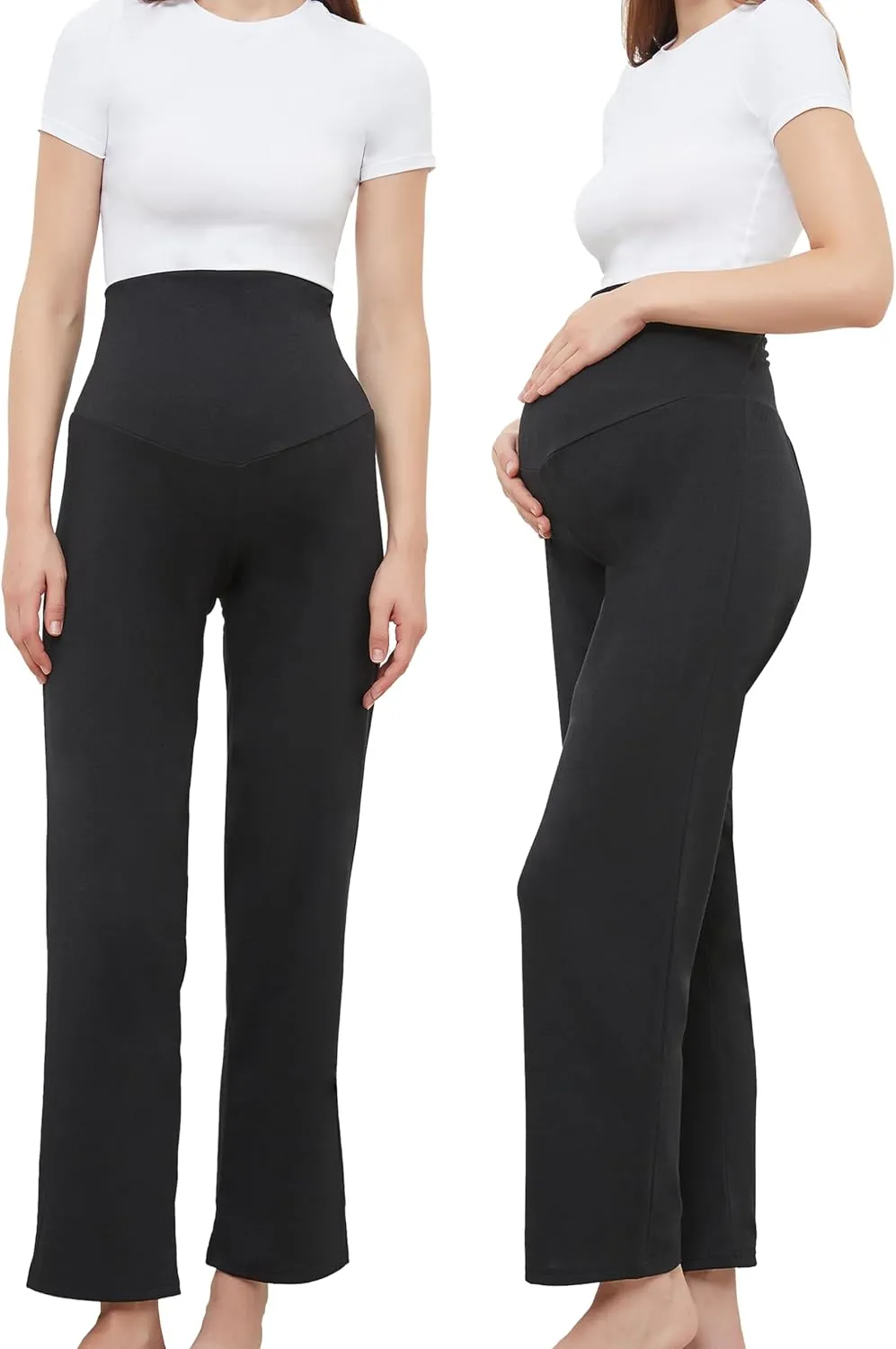 Women's Maternity Pants Casual Loose Wide/Straight Leg Comfy Palazzo Lounge Pant Pregnancy Versatile Trousers