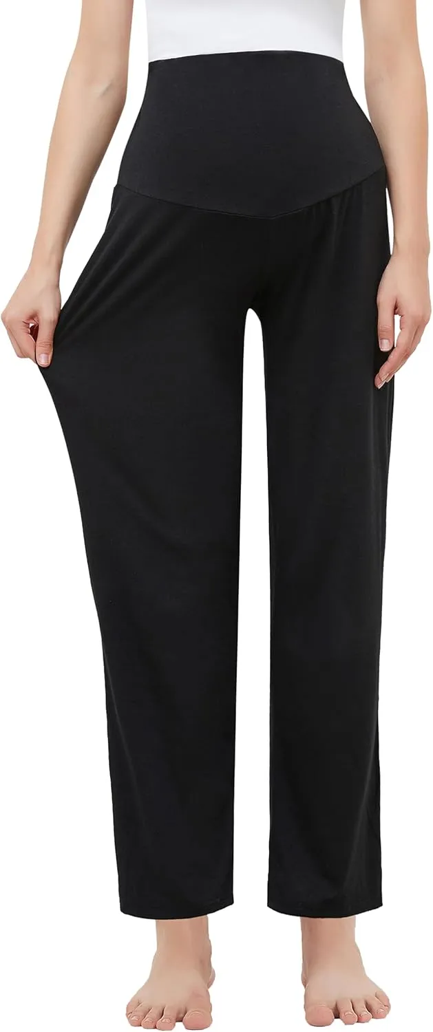 Women's Maternity Pants Casual Loose Wide/Straight Leg Comfy Palazzo Lounge Pant Pregnancy Versatile Trousers