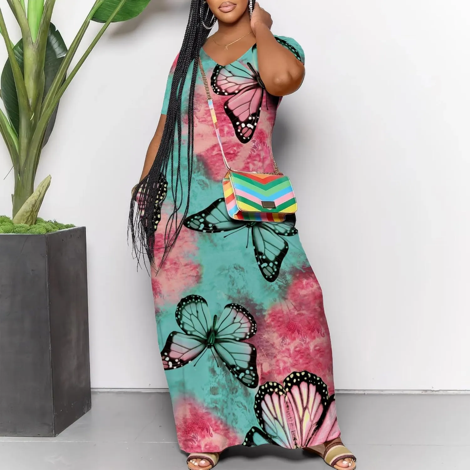 Women's Plus Size Summer Dresses Print Maxi Dresses Flowy Sundresses