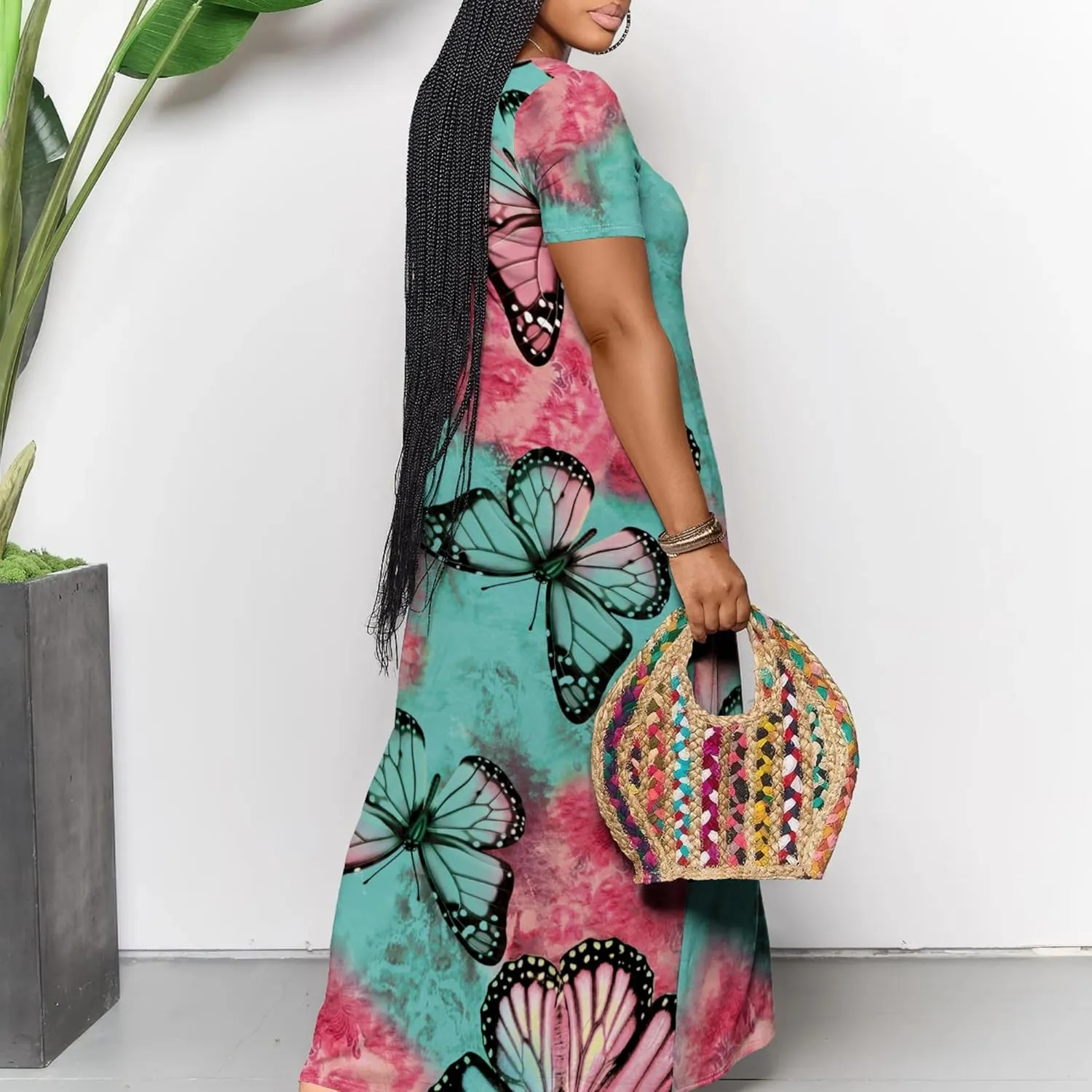 Women's Plus Size Summer Dresses Print Maxi Dresses Flowy Sundresses