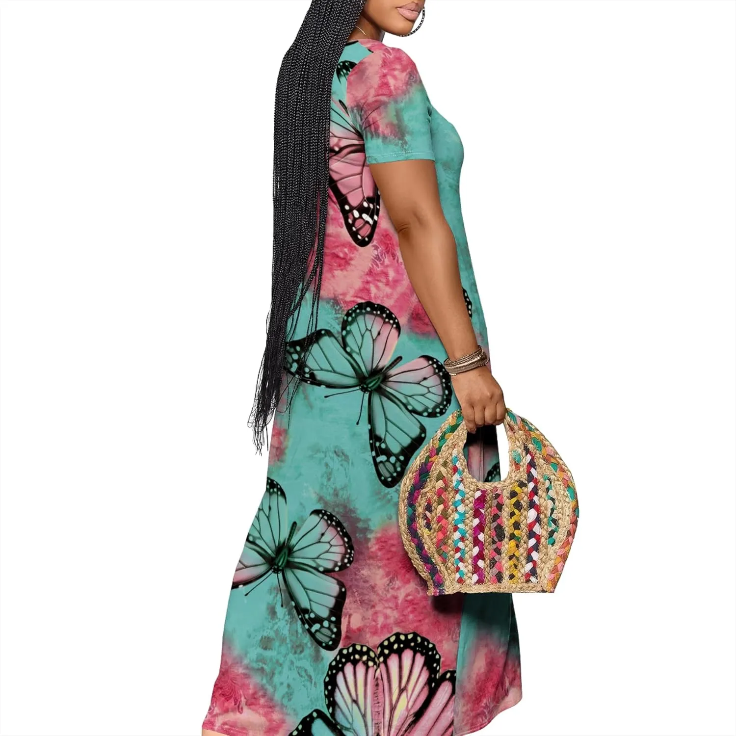 Women's Plus Size Summer Dresses Print Maxi Dresses Flowy Sundresses