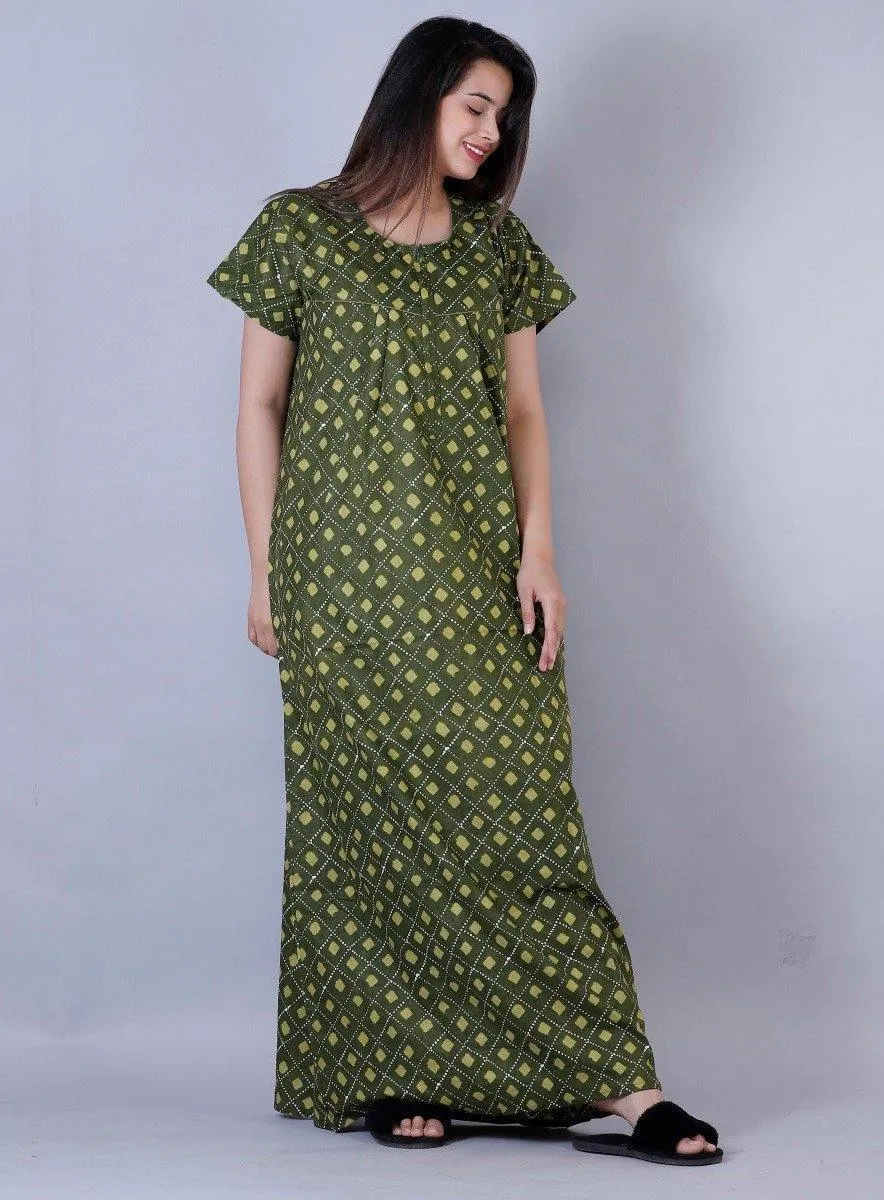 Women's Premium Cotton Diagonal Printed Night Gown