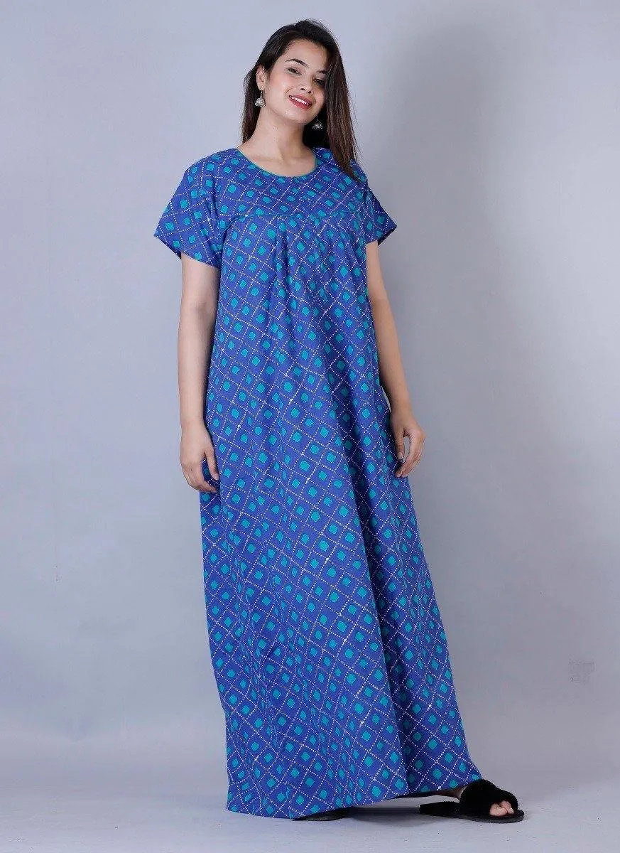 Women's Premium Cotton Diagonal Printed Night Gown