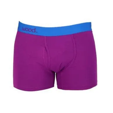 Wood Men's Super Soft Modal Blend 3 in Inseam Boxer Brief with Fly Grape