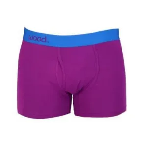 Wood Men's Super Soft Modal Blend 3 in Inseam Boxer Brief with Fly Grape